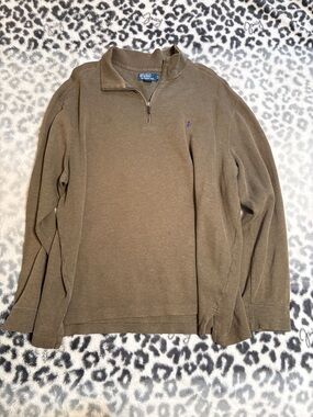 Vintage Polo Ralph Lauren Olive Green Quarter Zip Sweater